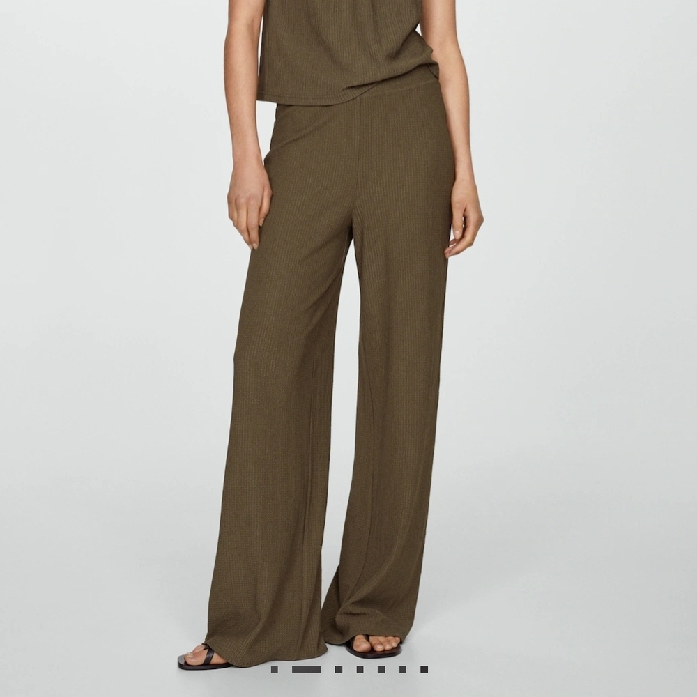 Mango Green Wide Leg Jumpsuit High-Rise